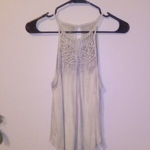 American Eagle Outfitters Cream Lace Tank Top